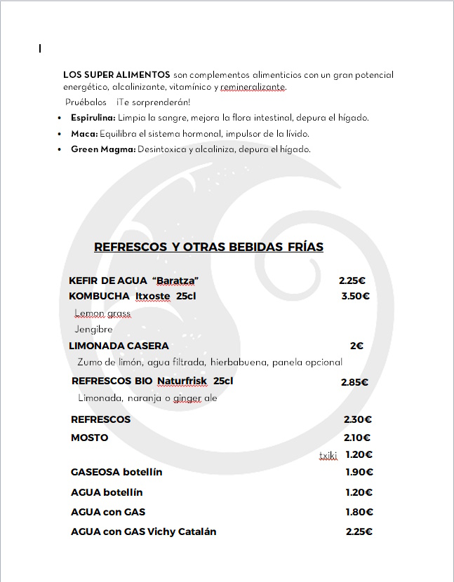 refrescos baratza kafea carta-refrescos