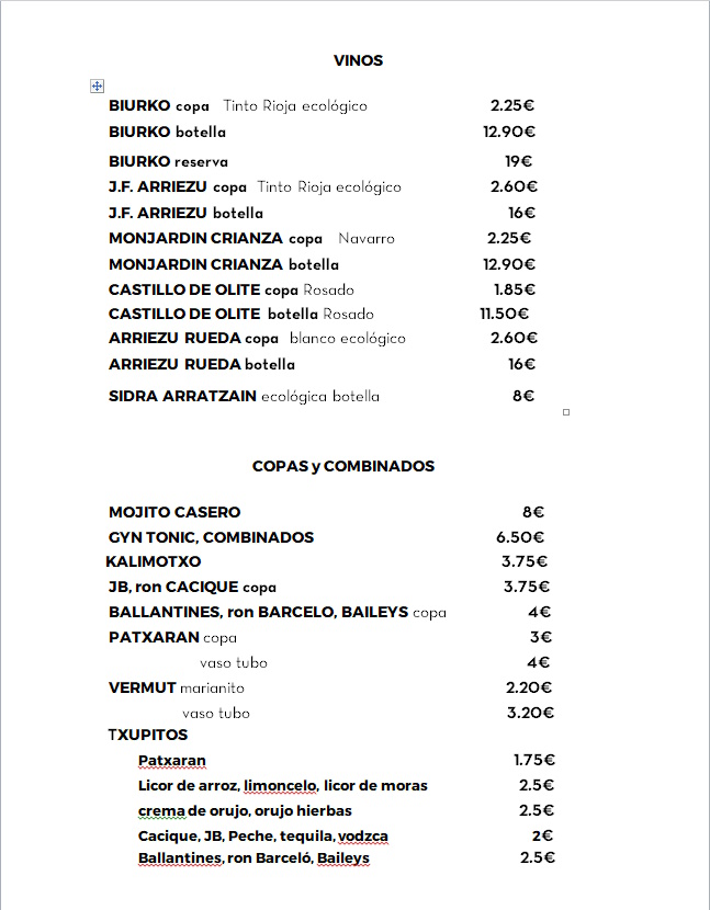 vinos baratza kafea carta-vinos