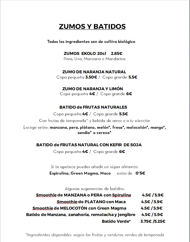 zumos baratza kafea carta-zumos